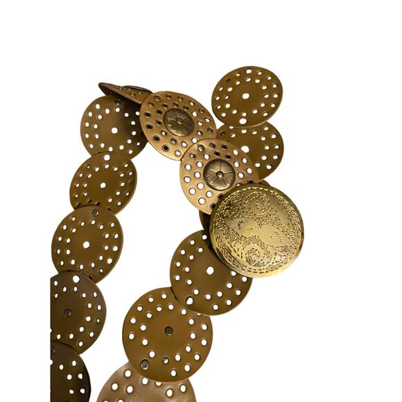 Boho Brass Disc Medallion Belt XL 45in Vintage Style Man Made Materials - Picture 3 of 5